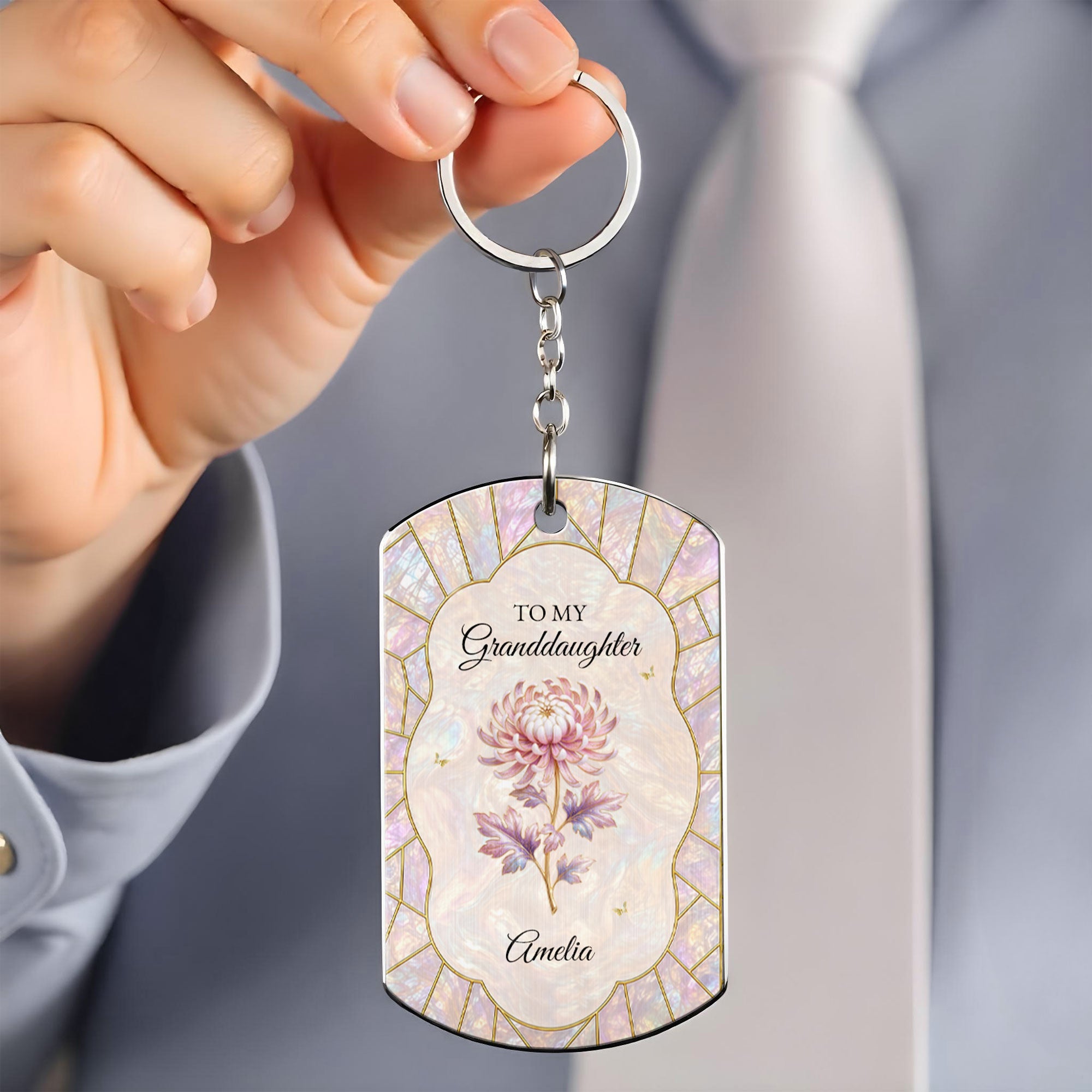 Personalized Stainless Steel Keychain for Granddaughter Gift Stainless Steel Keychain GradoCreations