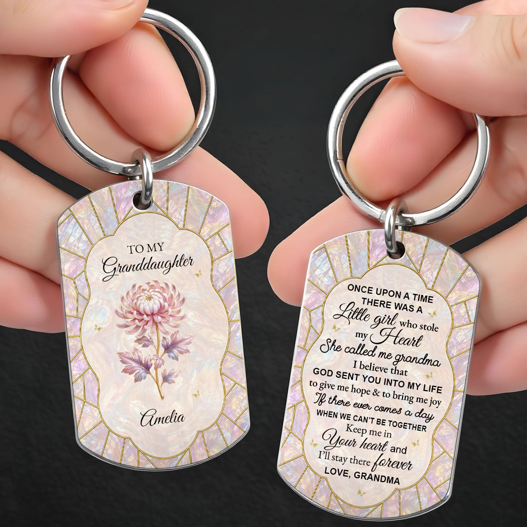 Personalized Stainless Steel Keychain for Granddaughter Gift Stainless Steel Keychain GradoCreations