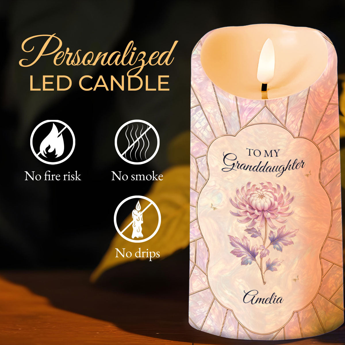 Personalized LED Candle Custom Name Gift for Granddaughter LED Candle GradoCreations