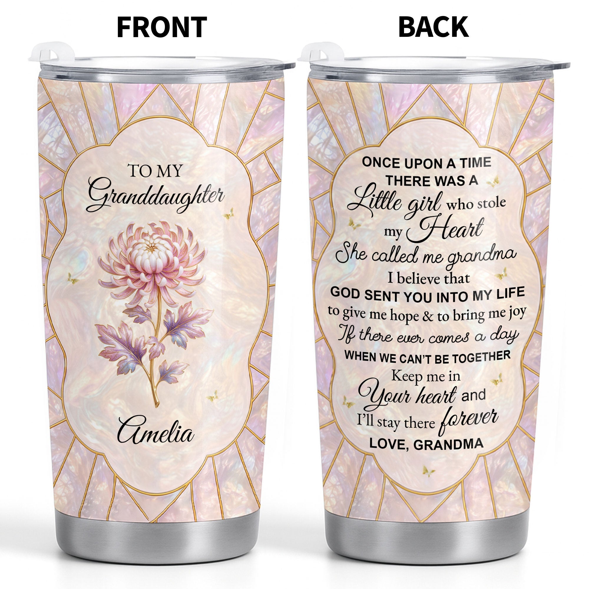 Personalized 20oz Stainless Steel Tumbler for Granddaughter Gift 20oz Tumbler GradoCreations