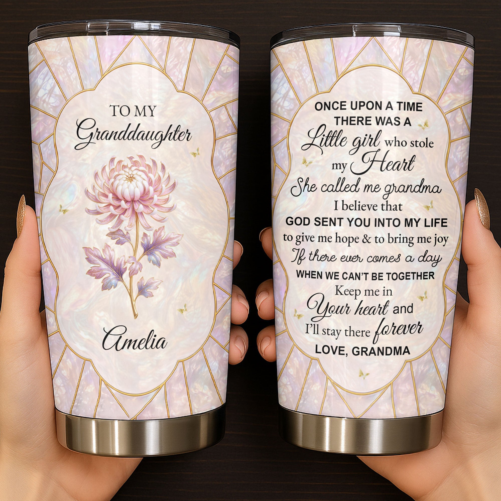 Personalized 20oz Stainless Steel Tumbler for Granddaughter Gift 20oz Tumbler GradoCreations