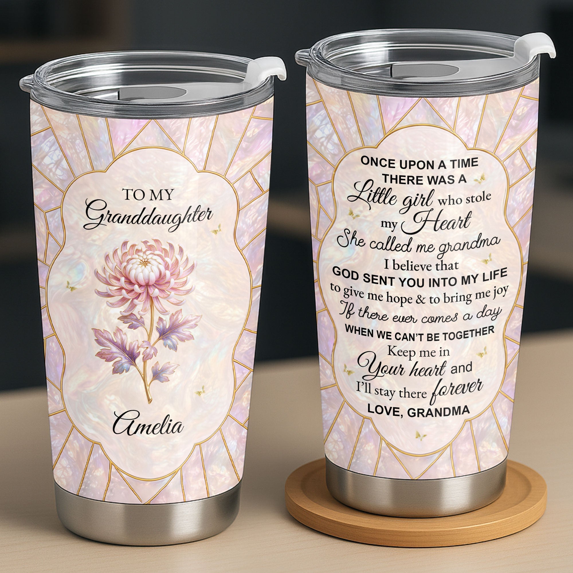 Personalized 20oz Stainless Steel Tumbler for Granddaughter Gift 20oz Tumbler GradoCreations