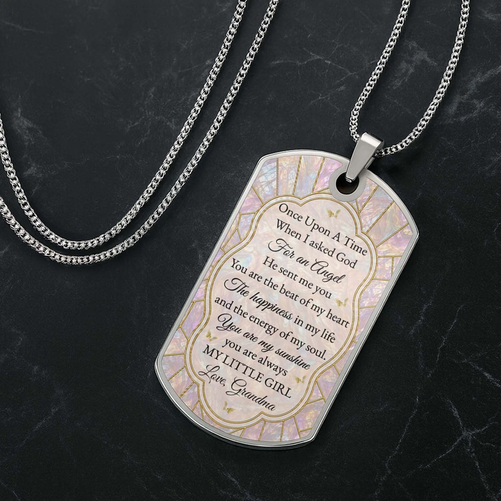 Personalized Dog Tag Necklace for Granddaughter Custom Birth Month Flower Gift Dog Tag Necklace GradoCreations