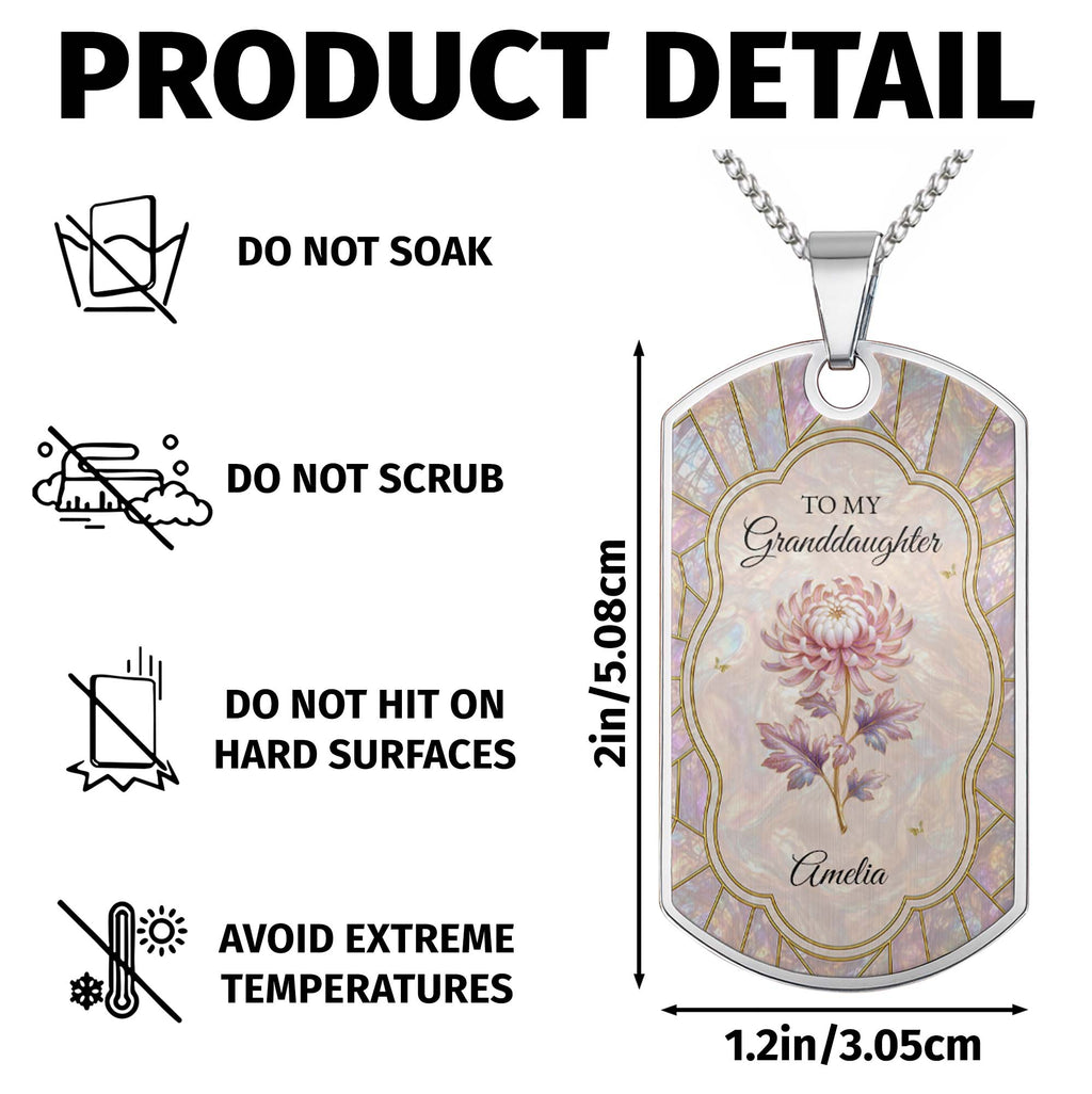 Personalized Dog Tag Necklace for Granddaughter Custom Birth Month Flower Gift Dog Tag Necklace GradoCreations