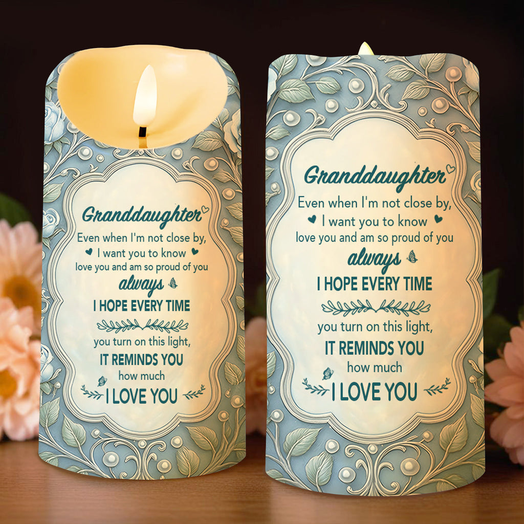 Personalized LED Candle with Flowers & Butterflies for Granddaughter LED Candle GradoCreations
