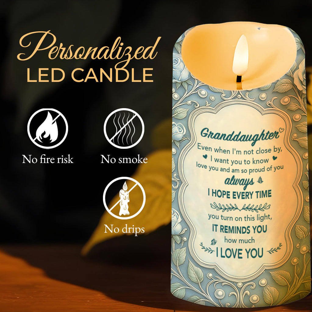 Personalized LED Candle with Flowers & Butterflies for Granddaughter LED Candle GradoCreations