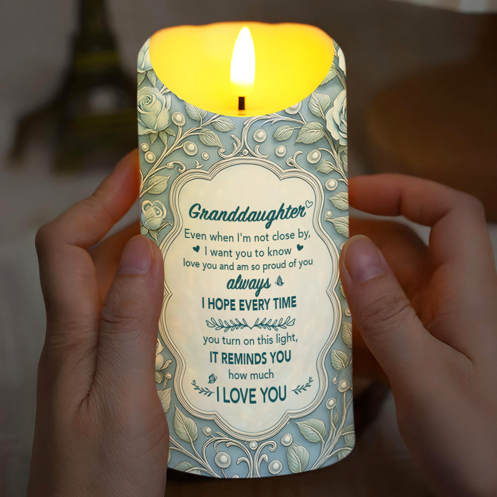 Personalized LED Candle with Flowers & Butterflies for Granddaughter LED Candle GradoCreations