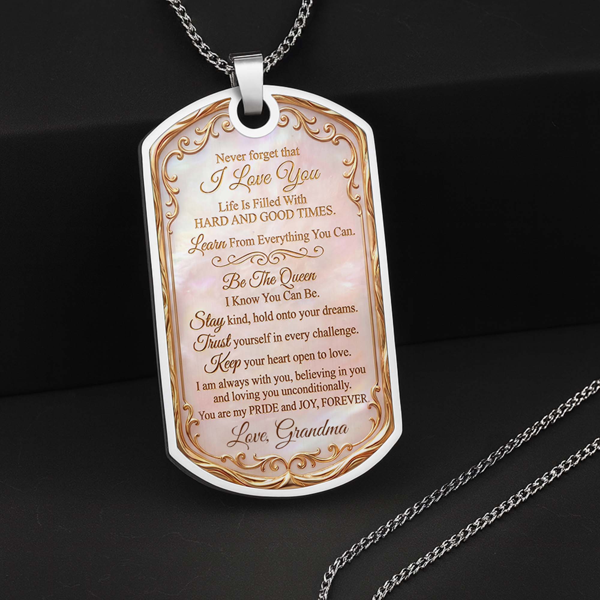 Personalized Dog Tag Necklace Custom Name Birth Month Flower Gift for Granddaughter Dog Tag Necklace GradoCreations