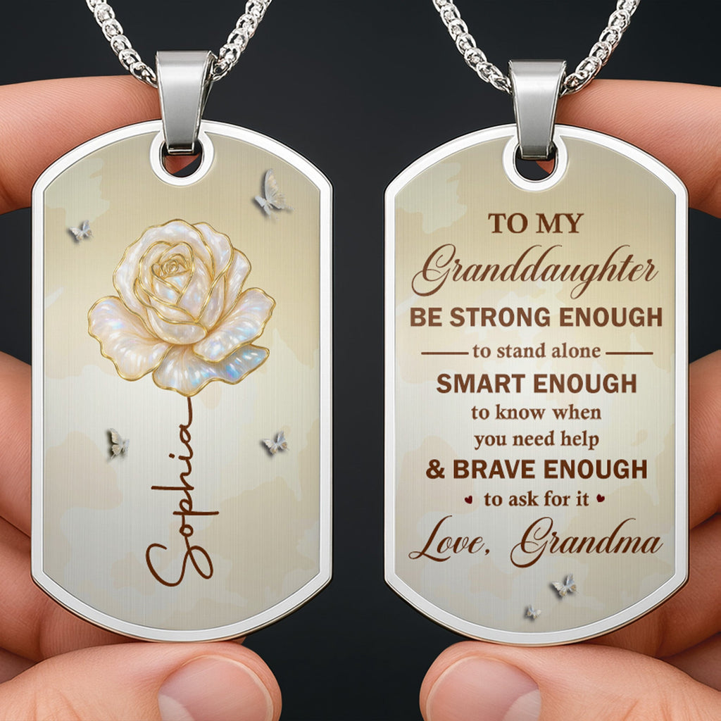 Personalized Dog Tag Necklace Custom Name Gift for Granddaughter Dog Tag Necklace GradoCreations