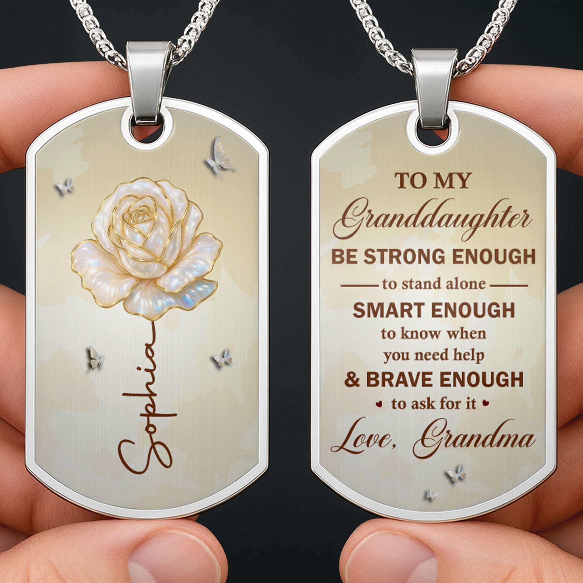 Personalized Dog Tag Necklace Custom Name Gift for Granddaughter Dog Tag Necklace GradoCreations