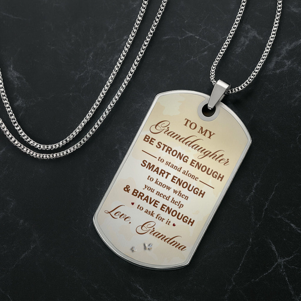 Personalized Dog Tag Necklace Custom Name Gift for Granddaughter Dog Tag Necklace GradoCreations