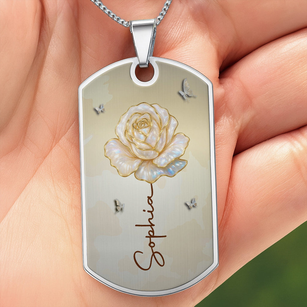 Personalized Dog Tag Necklace Custom Name Gift for Granddaughter Dog Tag Necklace GradoCreations