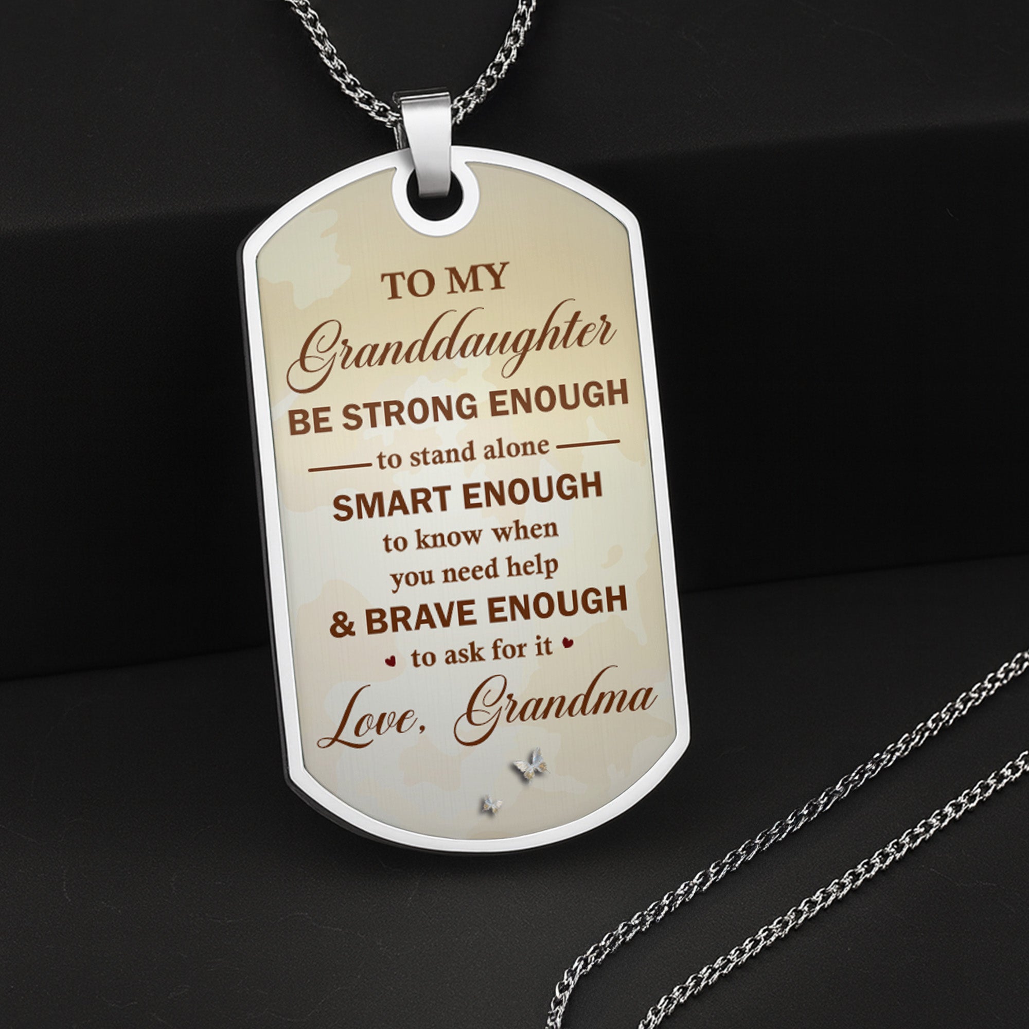 Personalized Dog Tag Necklace Custom Name Gift for Granddaughter Dog Tag Necklace GradoCreations