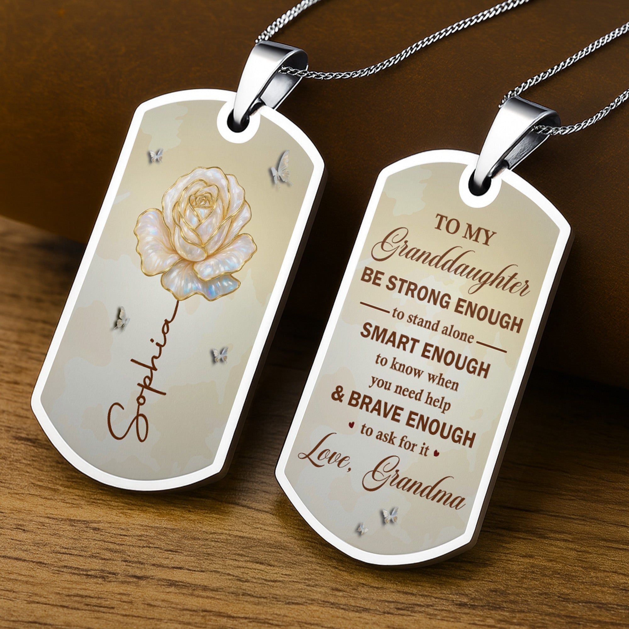 Personalized Dog Tag Necklace Custom Name Gift for Granddaughter Dog Tag Necklace GradoCreations