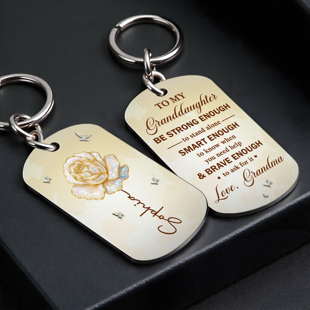 Personalized Stainless Steel Keychain for Granddaughter - Custom Engraved Gift Stainless Steel Keychain GradoCreations