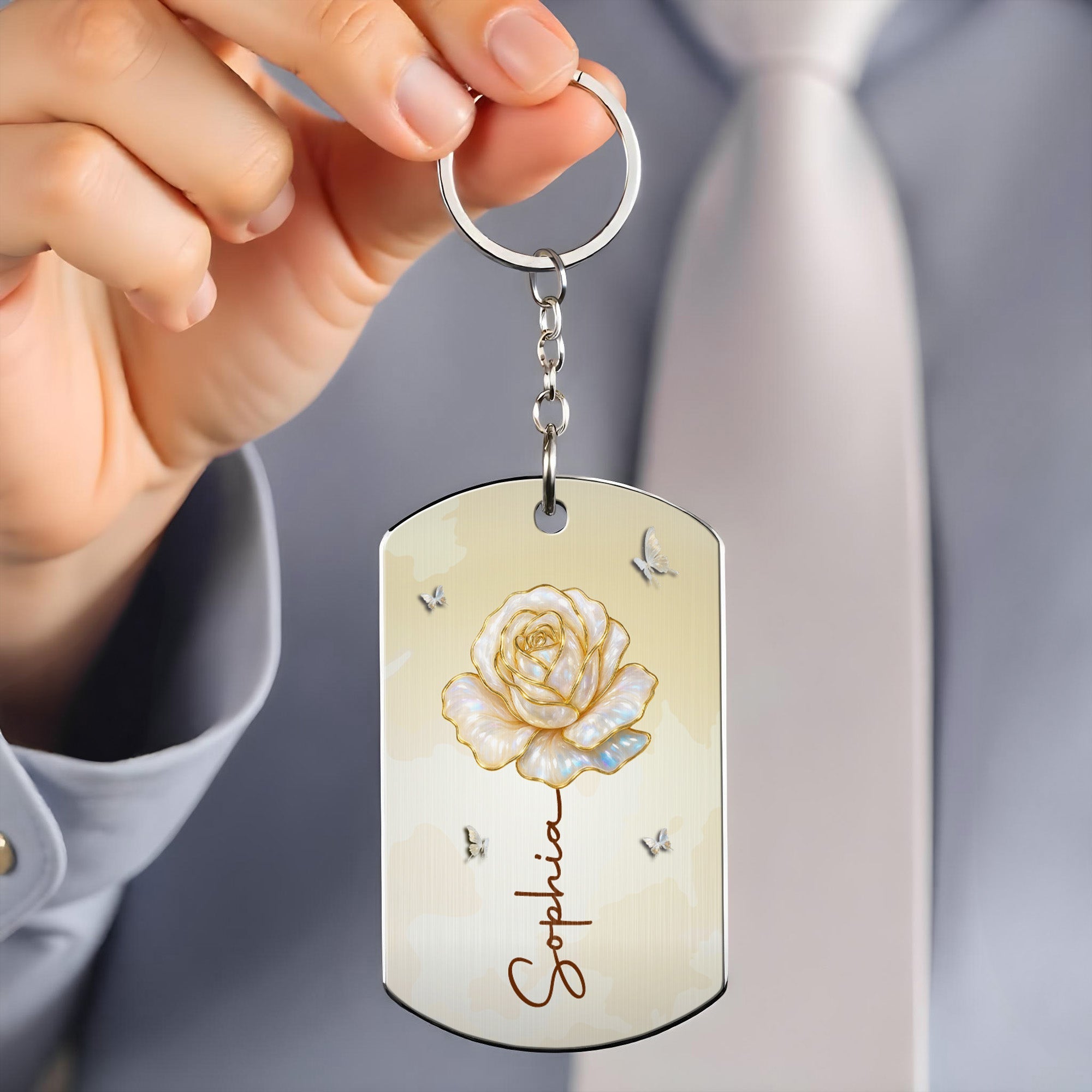Personalized Stainless Steel Keychain for Granddaughter - Custom Engraved Gift Stainless Steel Keychain GradoCreations