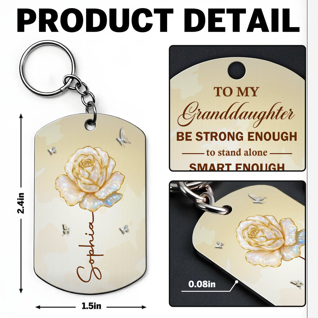 Personalized Stainless Steel Keychain for Granddaughter - Custom Engraved Gift Stainless Steel Keychain GradoCreations