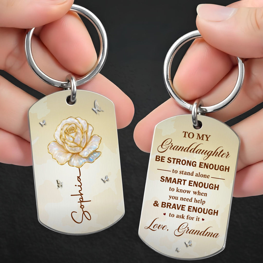 Personalized Stainless Steel Keychain for Granddaughter - Custom Engraved Gift Stainless Steel Keychain GradoCreations