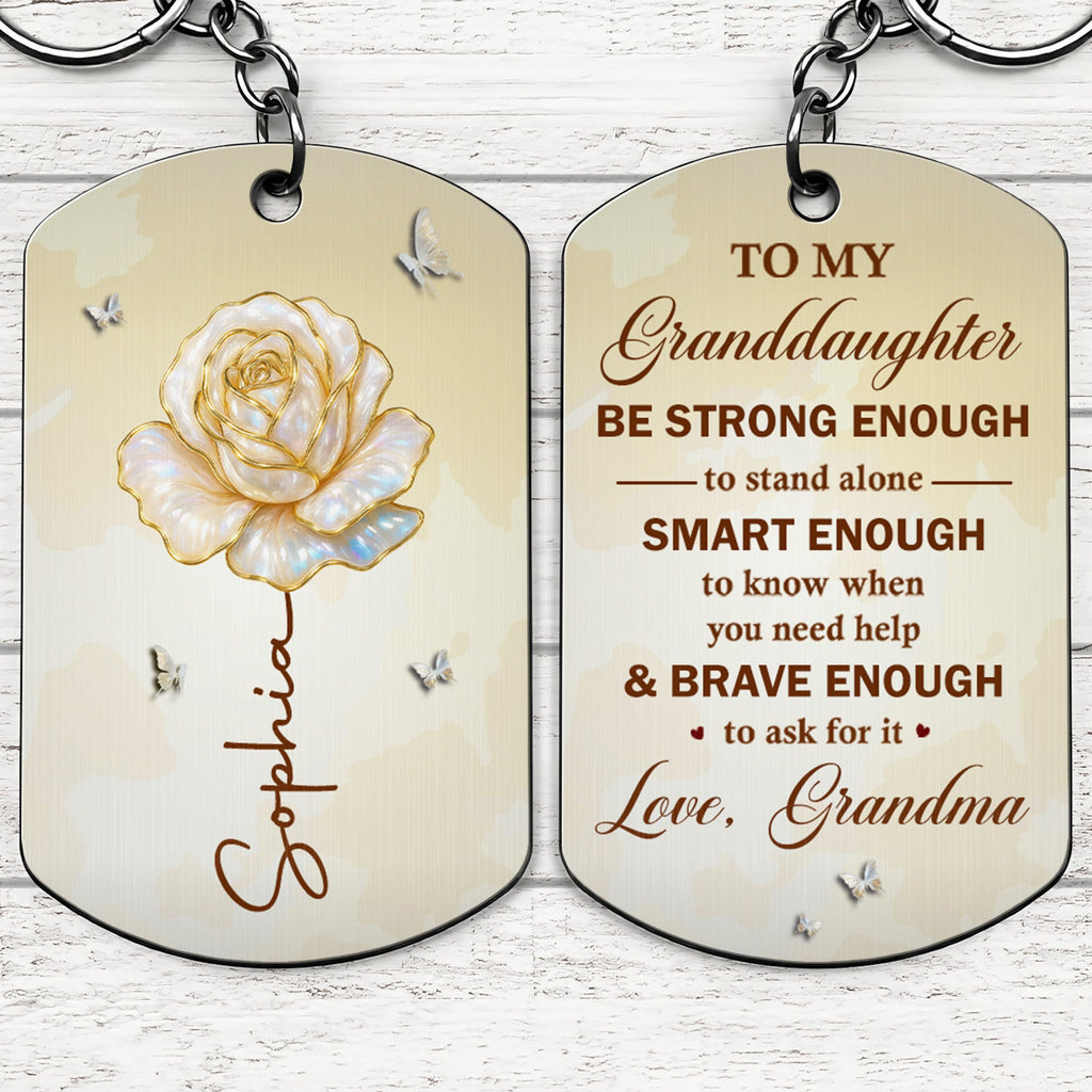 Personalized Stainless Steel Keychain for Granddaughter - Custom Engraved Gift Stainless Steel Keychain GradoCreations