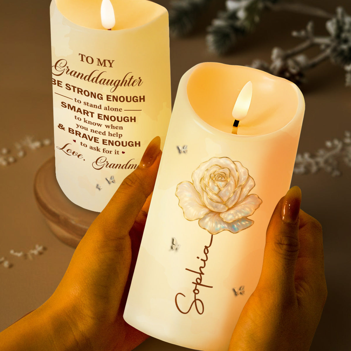 Personalized LED Candle Custom Name Gift for Granddaughter LED Candle GradoCreations