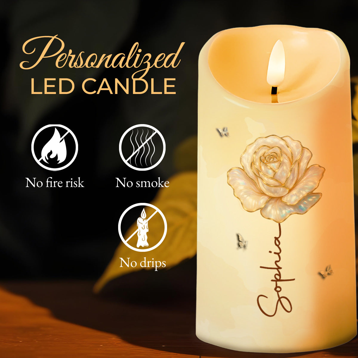 Personalized LED Candle Custom Name Gift for Granddaughter LED Candle GradoCreations