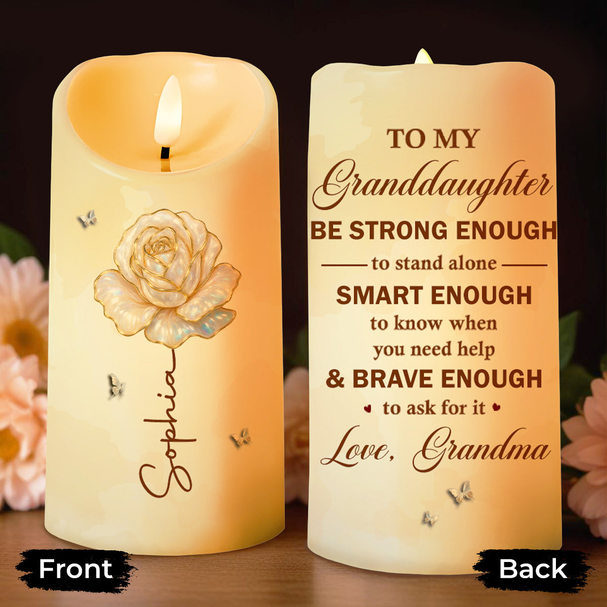 Personalized LED Candle Custom Name Gift for Granddaughter LED Candle GradoCreations