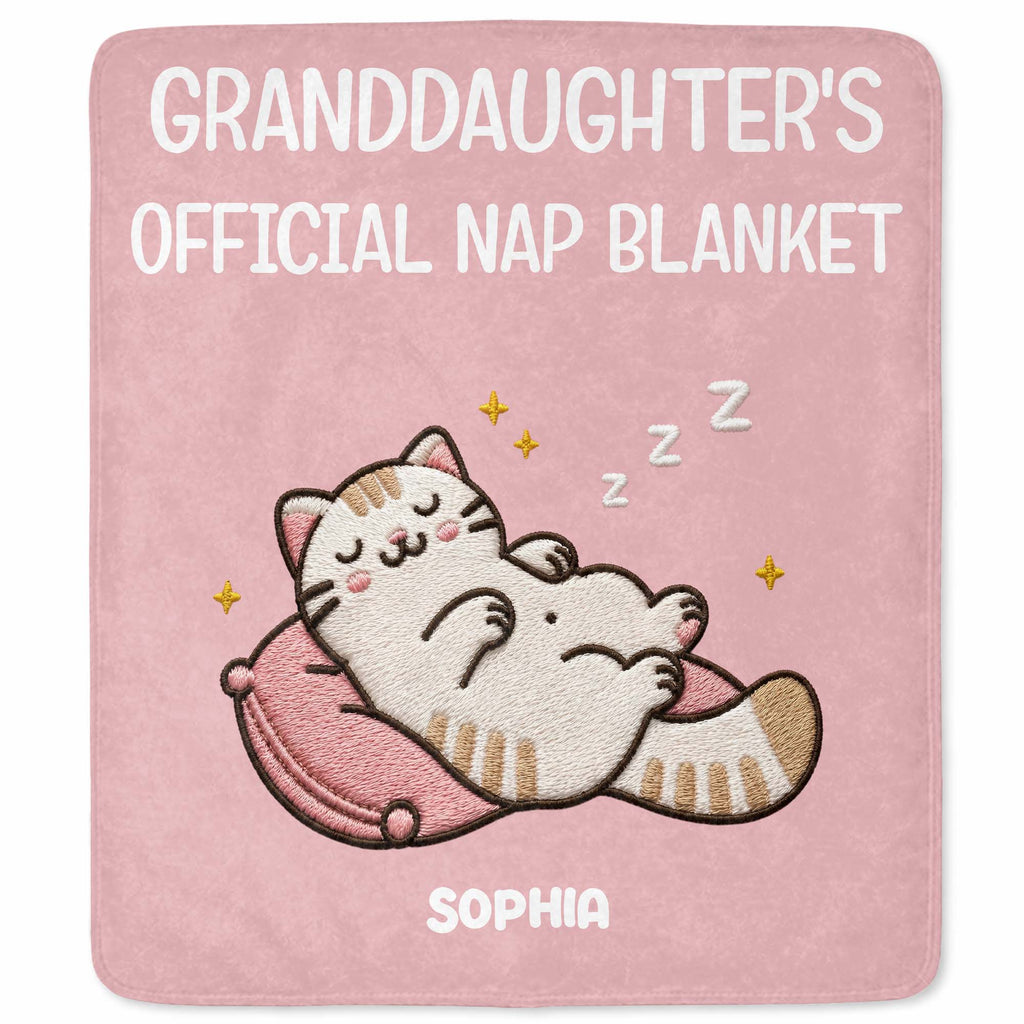 Personalized Cat Nap Blanket Custom Name Gift for Granddaughter