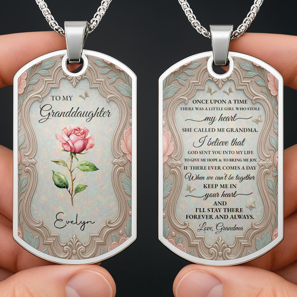 Personalized Dog Tag Necklace Custom Keepsake for Granddaughter Dog Tag Necklace GradoCreations
