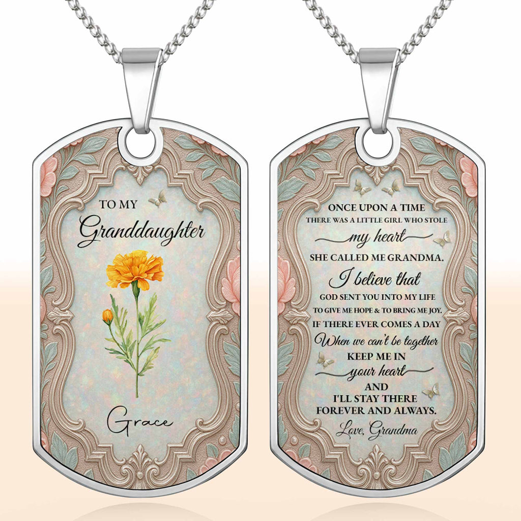 Personalized Dog Tag Necklace Custom Keepsake for Granddaughter Dog Tag Necklace GradoCreations
