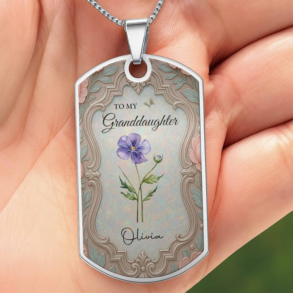 Personalized Dog Tag Necklace Custom Keepsake for Granddaughter Dog Tag Necklace GradoCreations