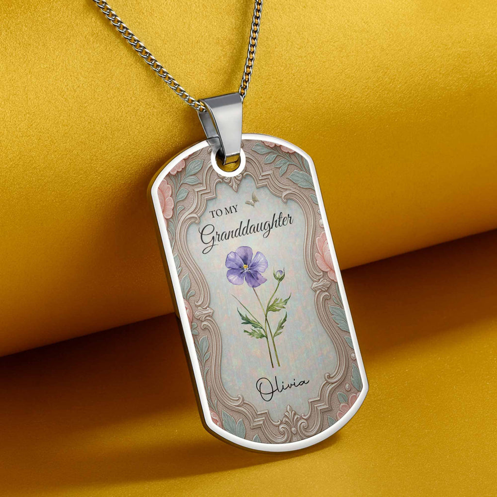 Personalized Dog Tag Necklace Custom Keepsake for Granddaughter Dog Tag Necklace GradoCreations