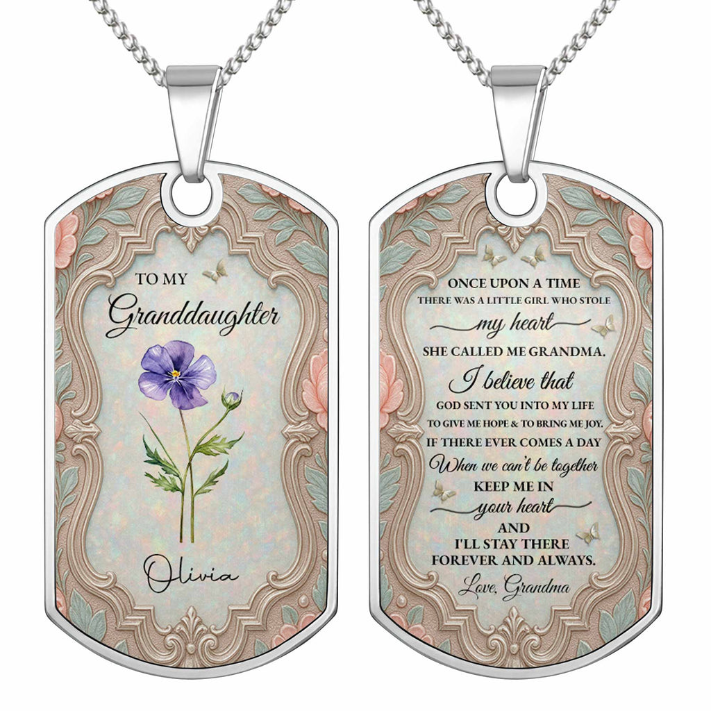 Personalized Dog Tag Necklace Custom Keepsake for Granddaughter Dog Tag Necklace GradoCreations