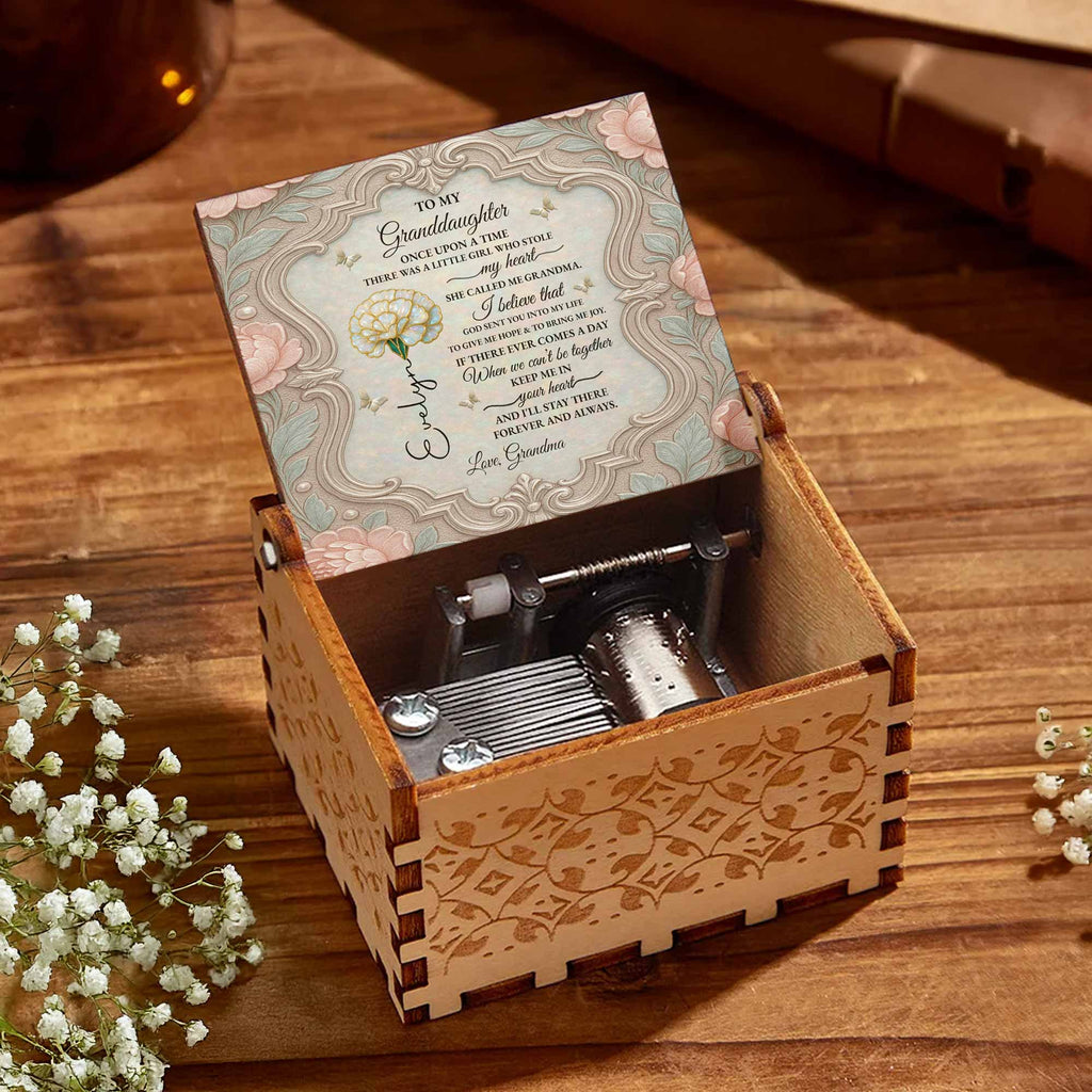 Personalized Wooden Music Box Custom Daisy Design for Granddaughter Music Box GradoCreations