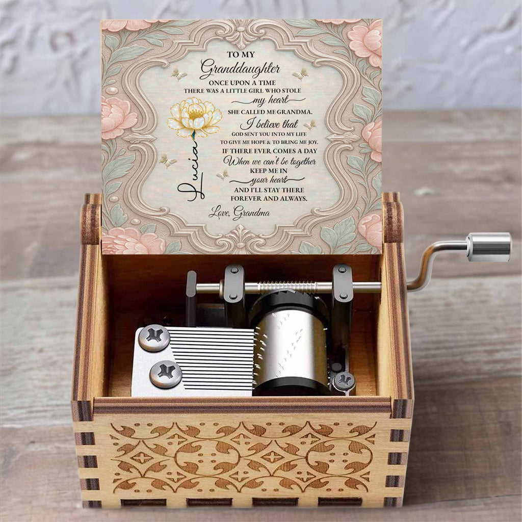 Personalized Wooden Music Box Custom Daisy Design for Granddaughter Music Box GradoCreations