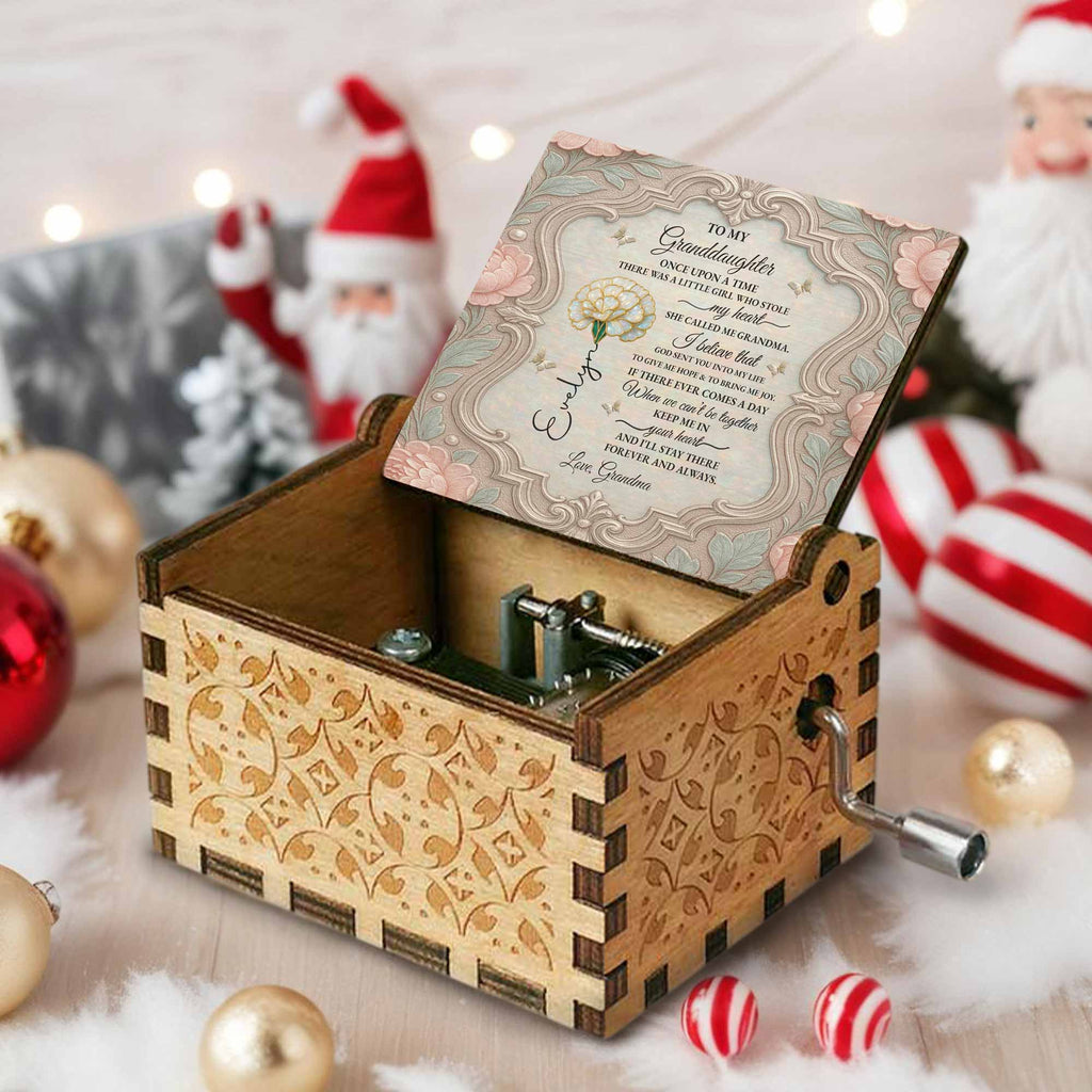 Personalized Wooden Music Box Custom Daisy Design for Granddaughter Music Box GradoCreations