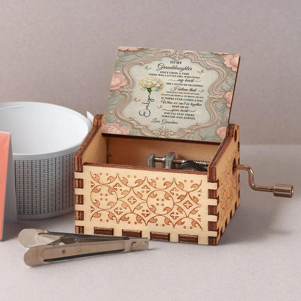 Personalized Wooden Music Box Custom Daisy Design for Granddaughter Music Box GradoCreations