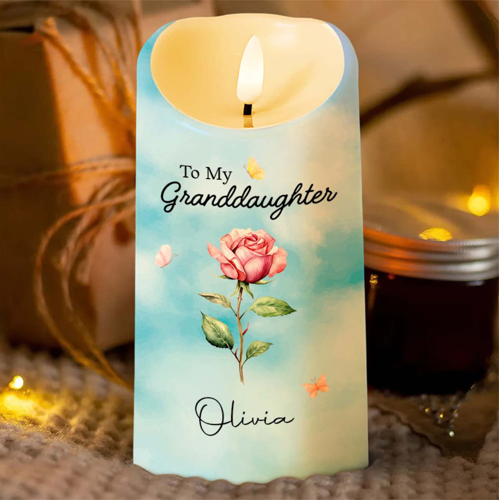 Personalized Flameless LED Candle Custom Name for Granddaughter LED Candle GradoCreations