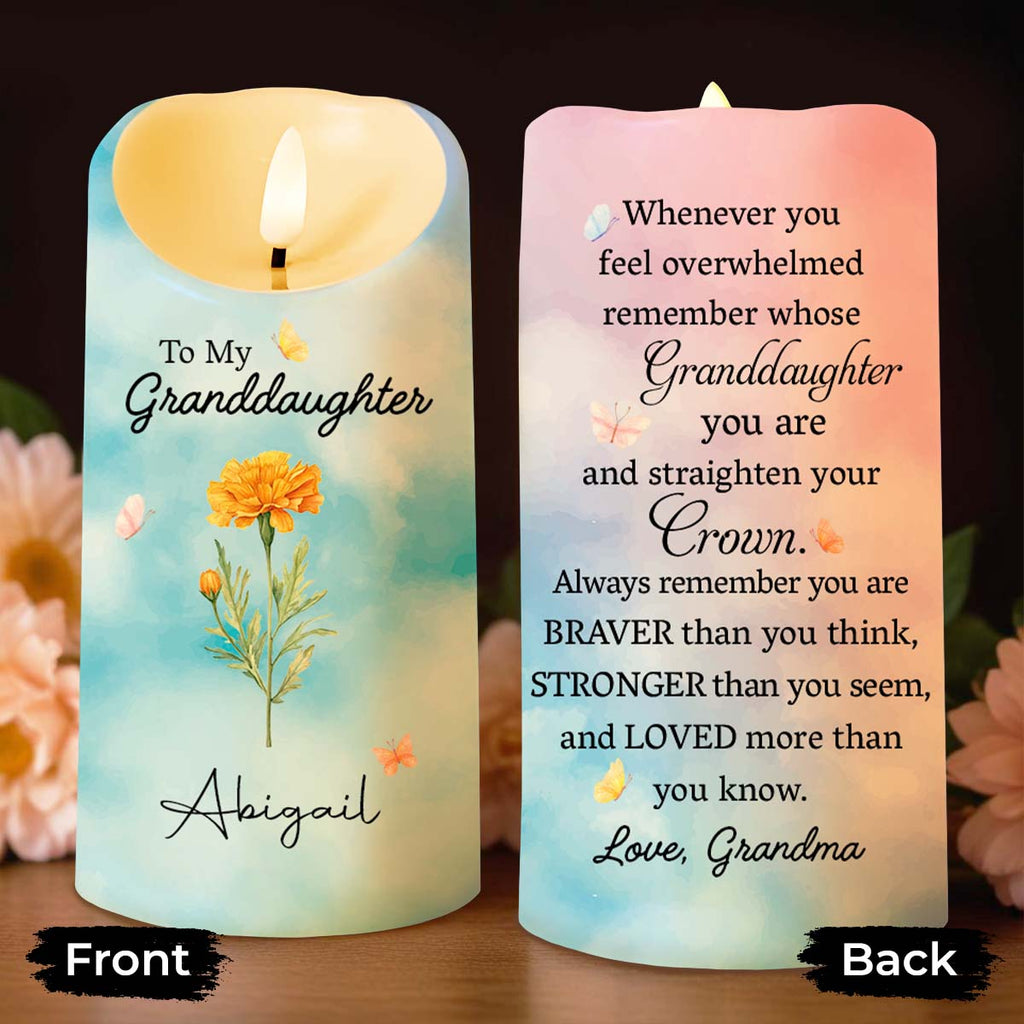 Personalized Flameless LED Candle Custom Name for Granddaughter LED Candle GradoCreations