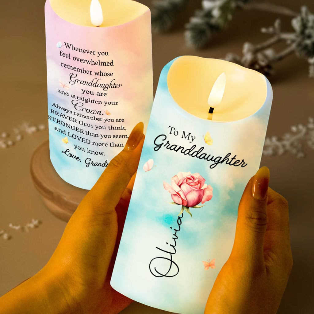 Personalized LED Candle for Granddaughter - Custom Name Gift LED Candle GradoCreations