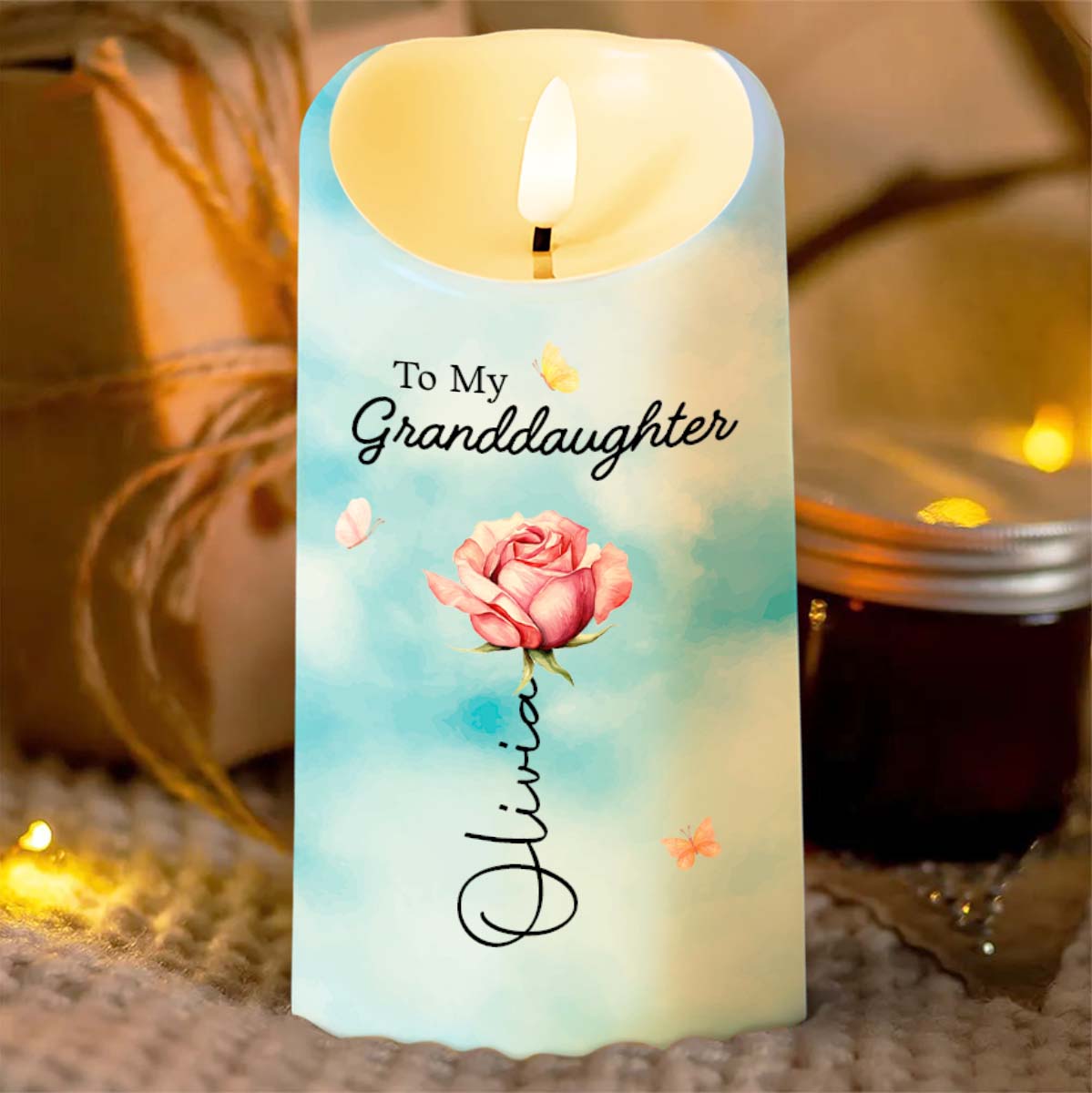 Personalized LED Candle for Granddaughter - Custom Name Gift LED Candle GradoCreations