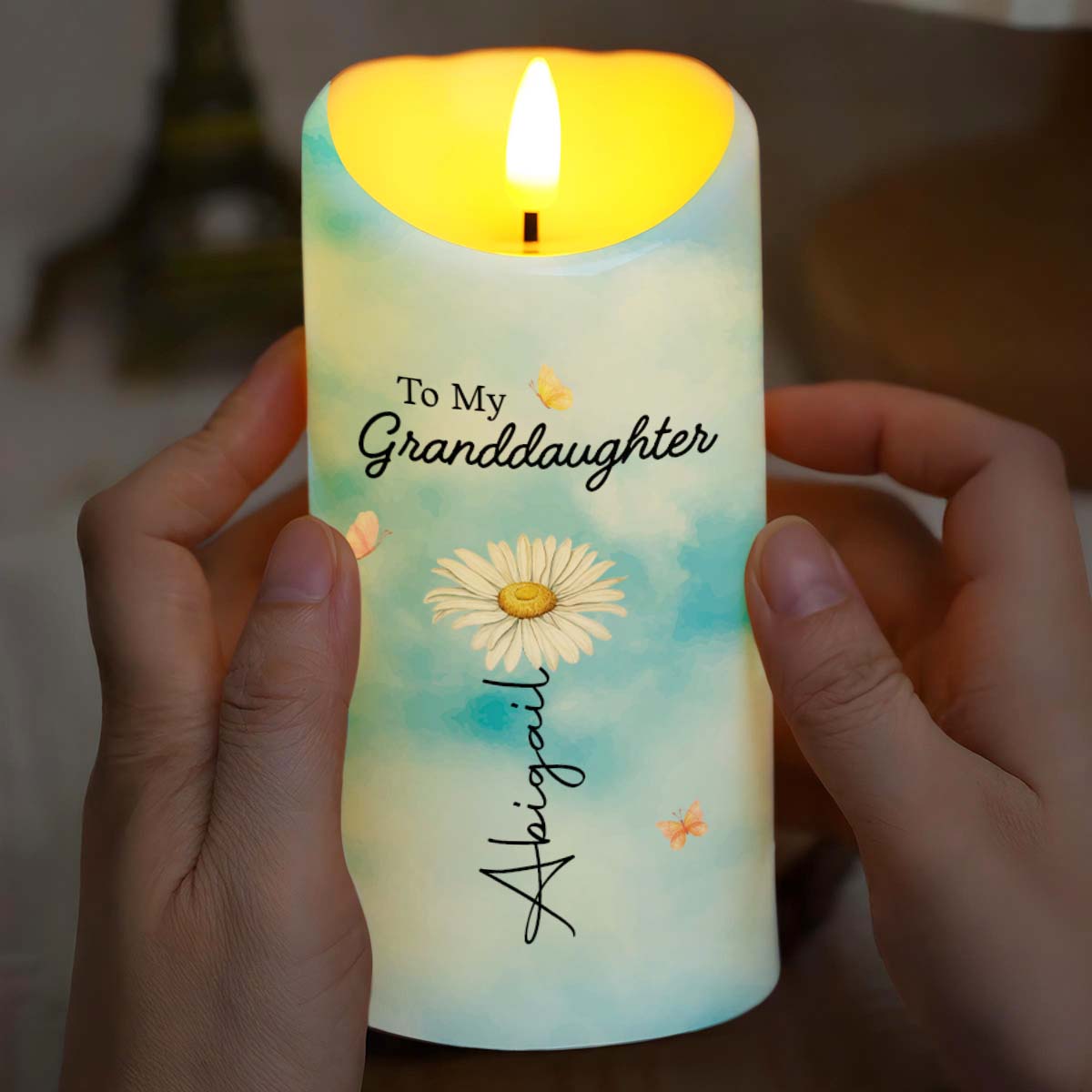 Personalized LED Candle for Granddaughter - Custom Name Gift LED Candle GradoCreations