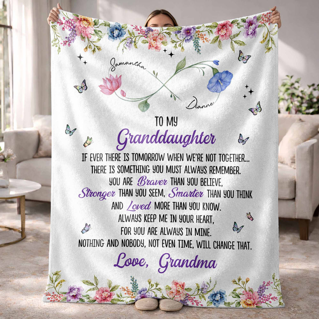 Personalized Birth Month Flowers Blanket Custom Gift for Granddaughter