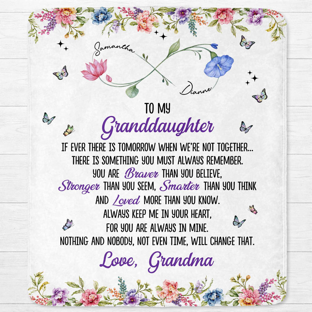 Personalized Birth Month Flowers Blanket Custom Gift for Granddaughter