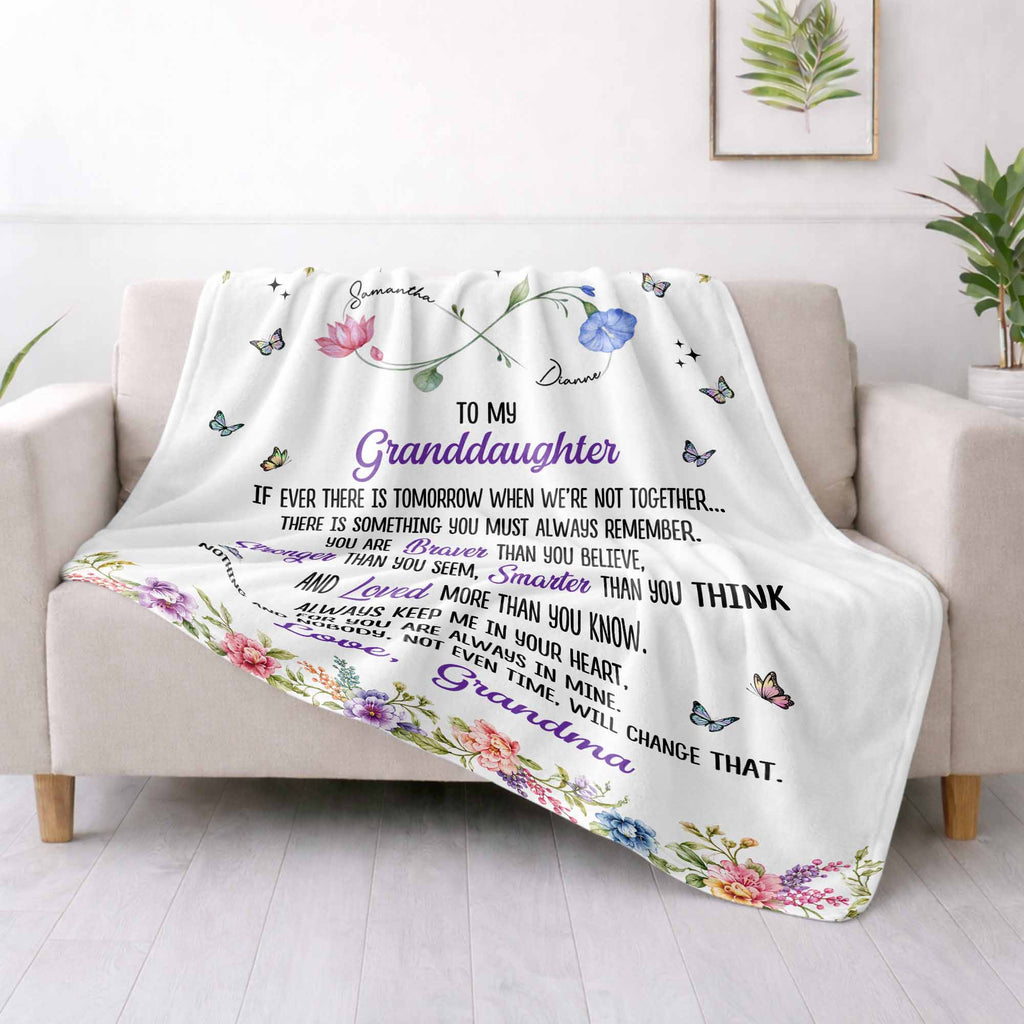 Personalized Birth Month Flowers Blanket Custom Gift for Granddaughter