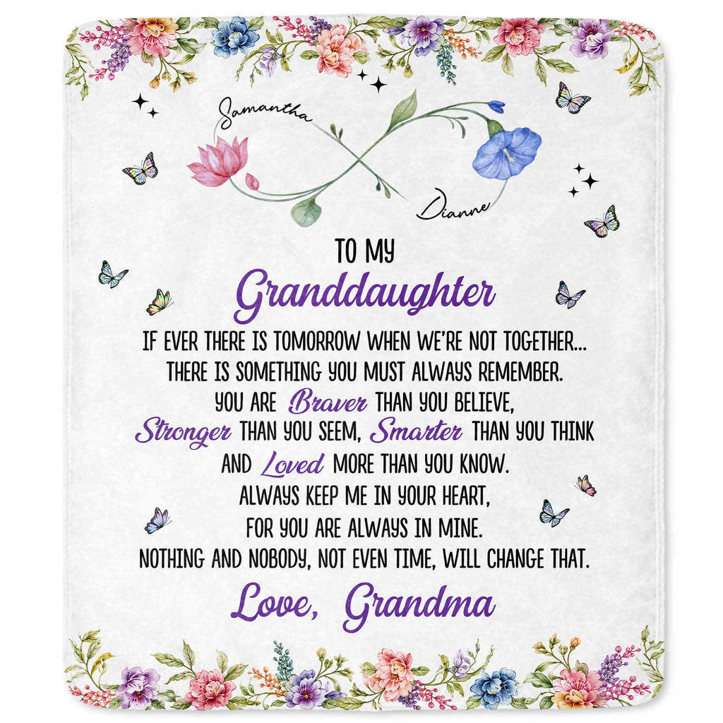 Personalized Birth Month Flowers Blanket Custom Gift for Granddaughter