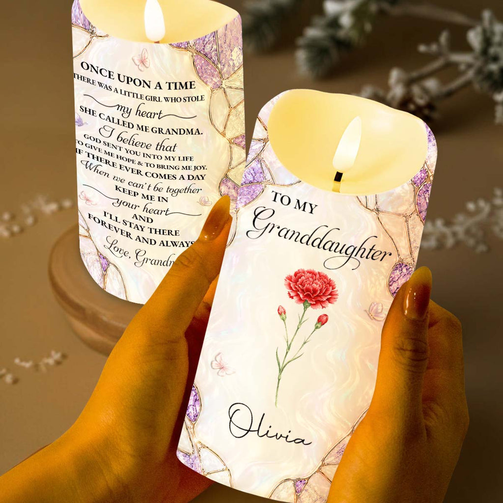Personalized Custom LED Candle Birth Month Flower Gift for Granddaughter LED Candle GradoCreations