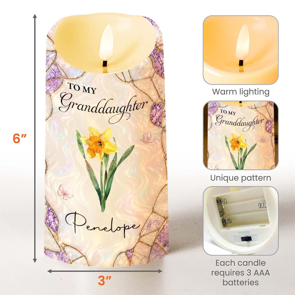Personalized Custom LED Candle Birth Month Flower Gift for Granddaughter LED Candle GradoCreations