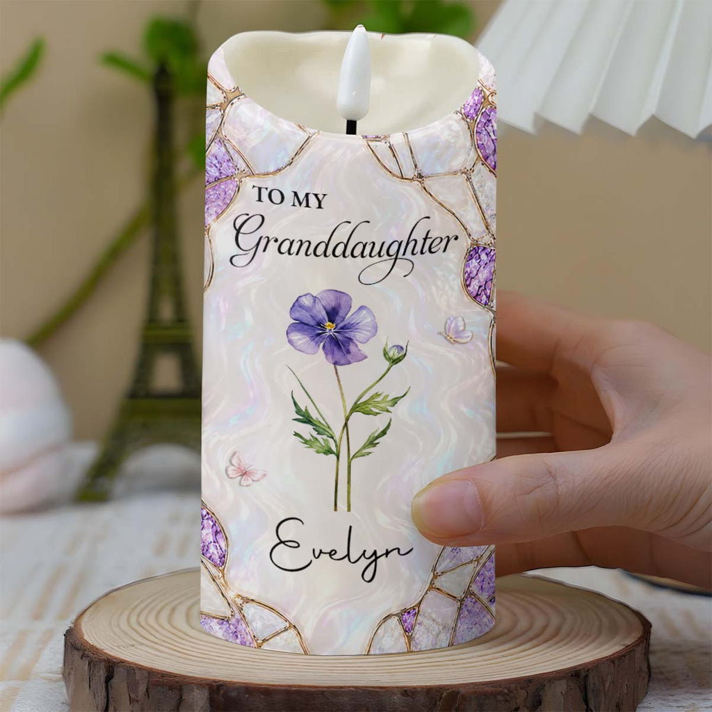 Personalized Custom LED Candle Birth Month Flower Gift for Granddaughter LED Candle GradoCreations