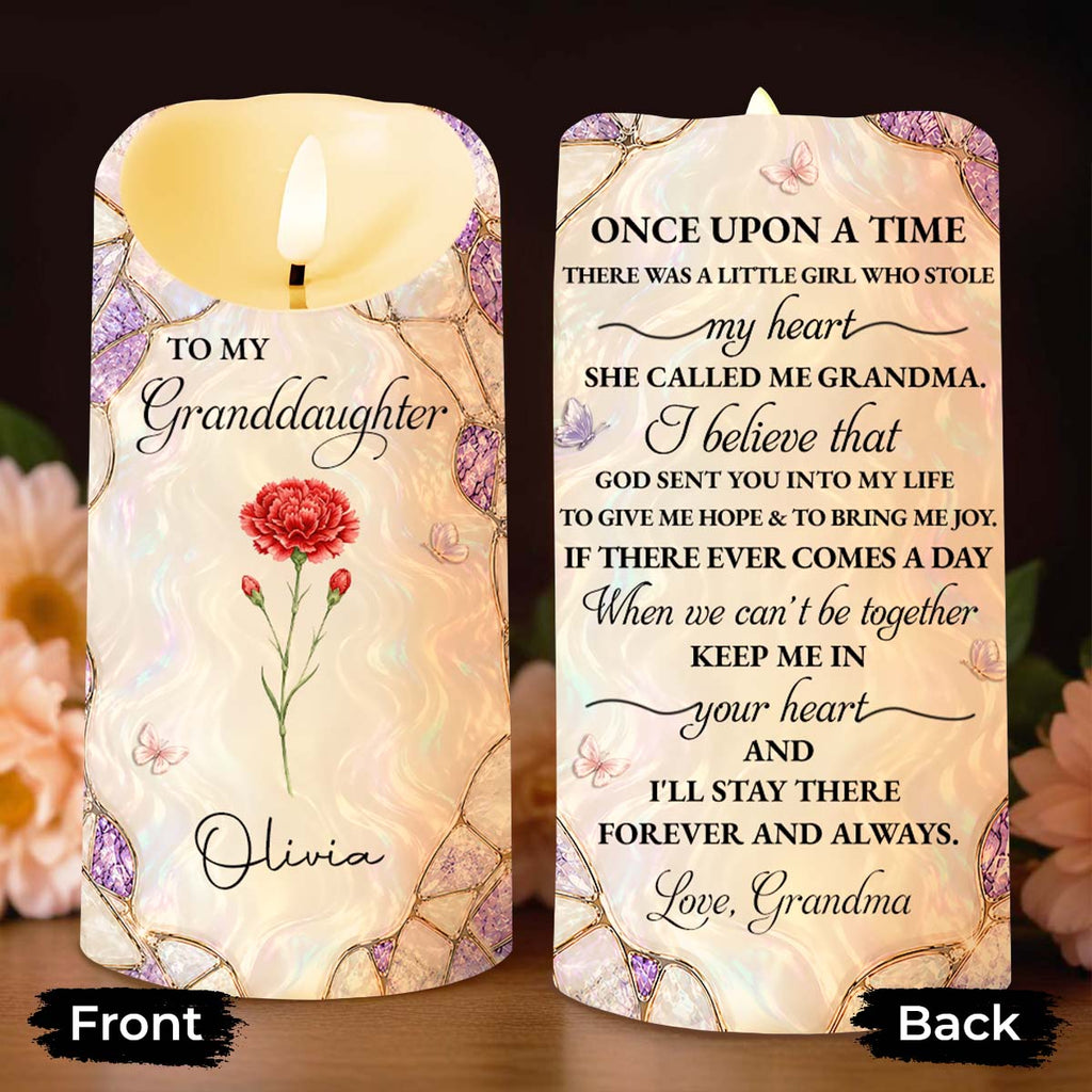Personalized Custom LED Candle Birth Month Flower Gift for Granddaughter LED Candle GradoCreations