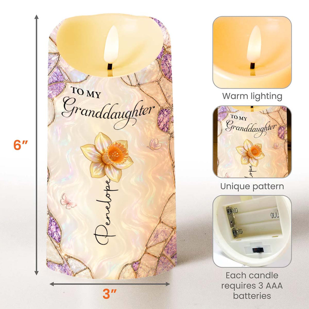 Personalized LED Candle Custom Flower Gift for Granddaughter LED Candle GradoCreations